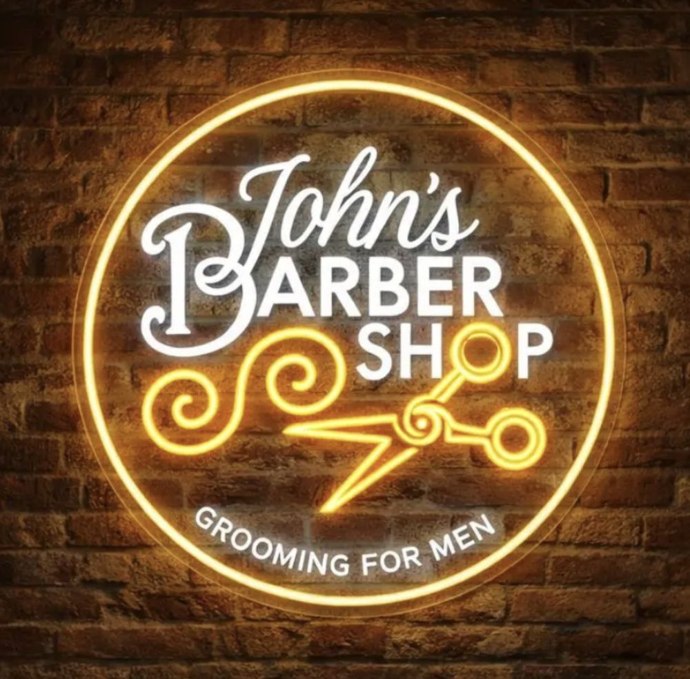 John's Barber Shop Neon Sign
